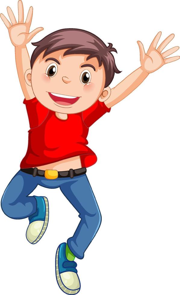 Happy boy jumping cartoon character vector