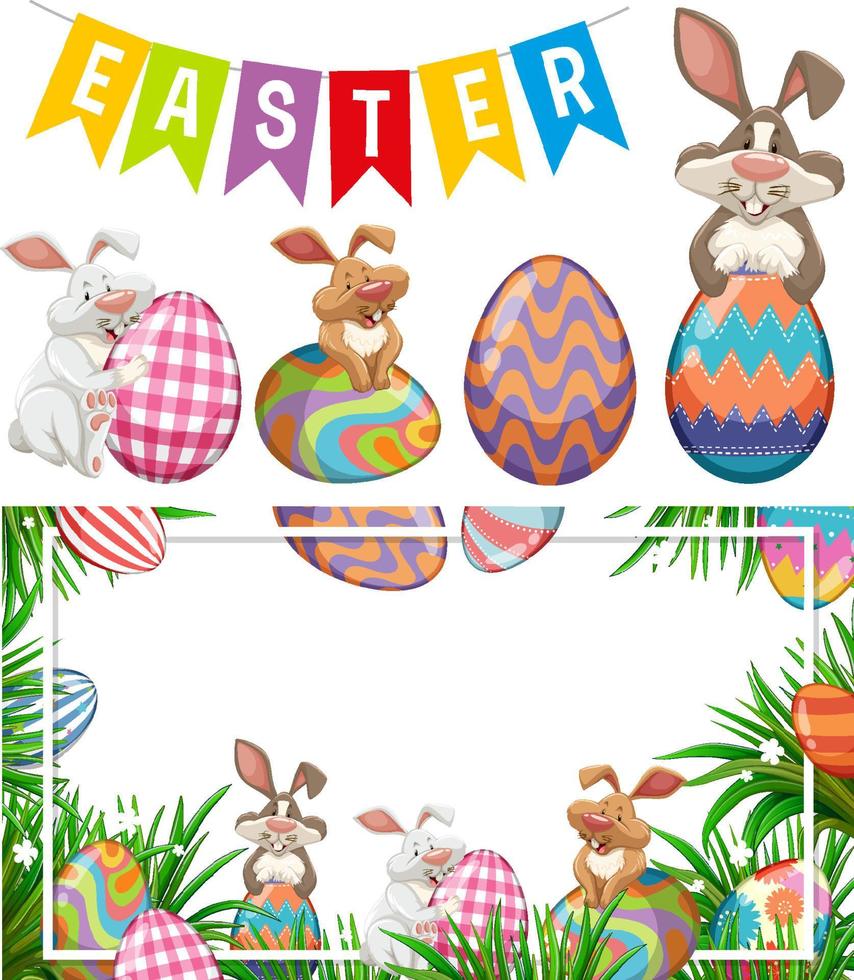 Easter theme with bunny and eggs vector