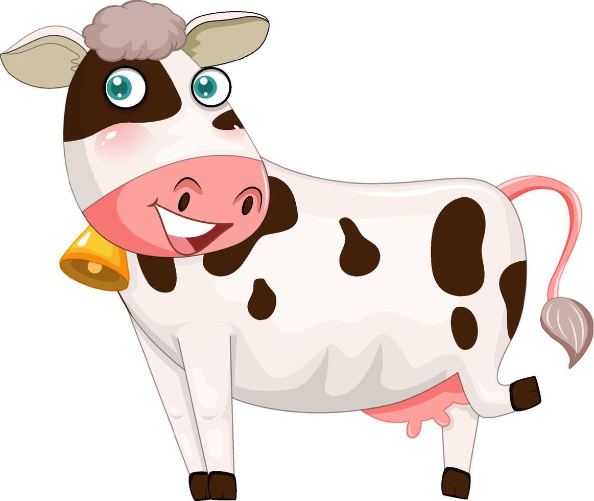 personaje de dibujos animados de vaca feliz vector