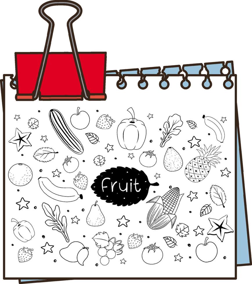 Hand drawn doodle icons on paper vector