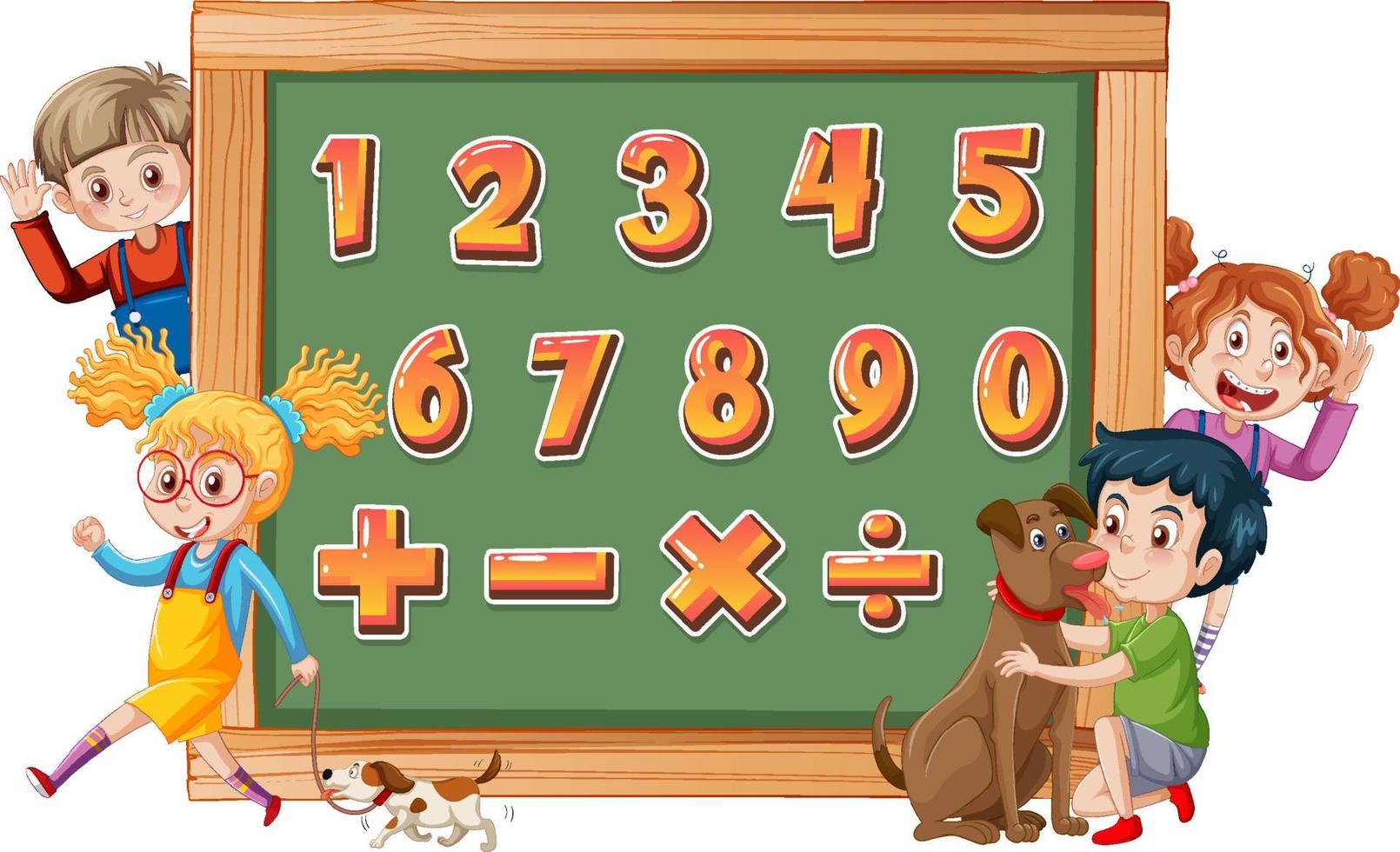 Counting number 0 to 9 and math symbols vector