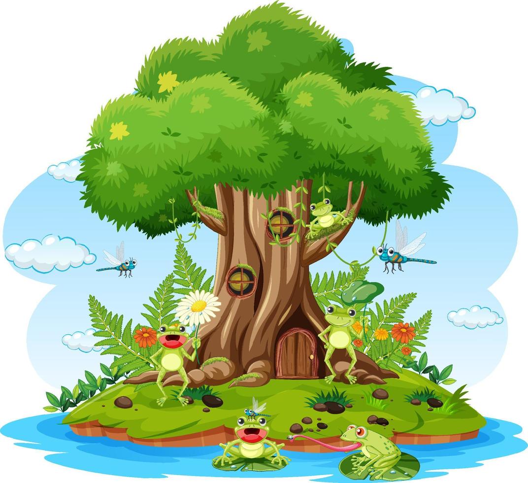 Cartoon insect and beetle in the forest vector