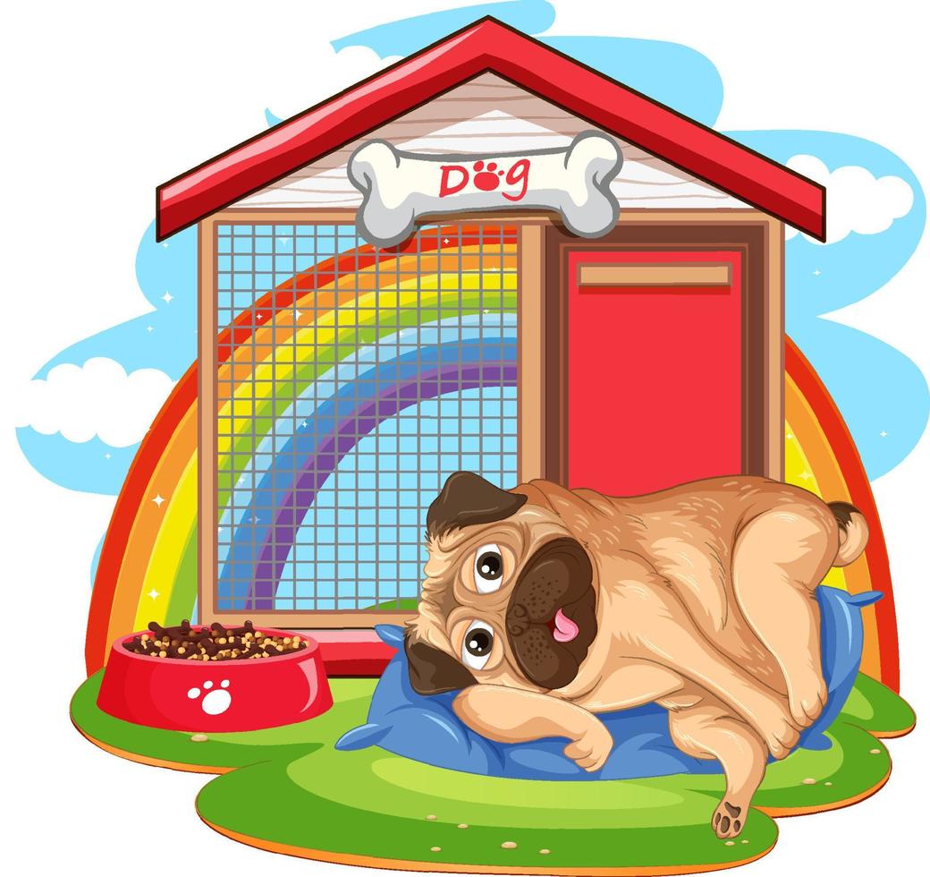 A dog outside the doghouse vector