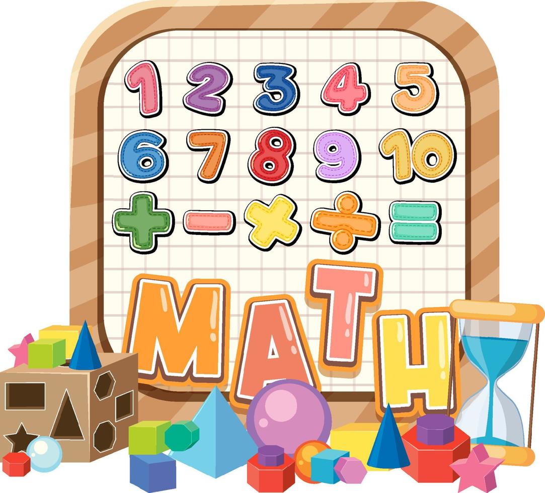 contando el número del 0 al 9 y los símbolos matemáticos vector