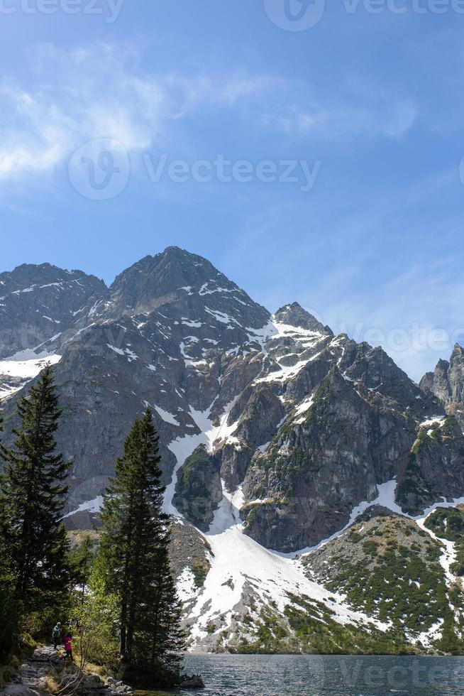 Morskie Oko lake Eye of the Sea at Tatra National Park near Zakopane city in Poland photo