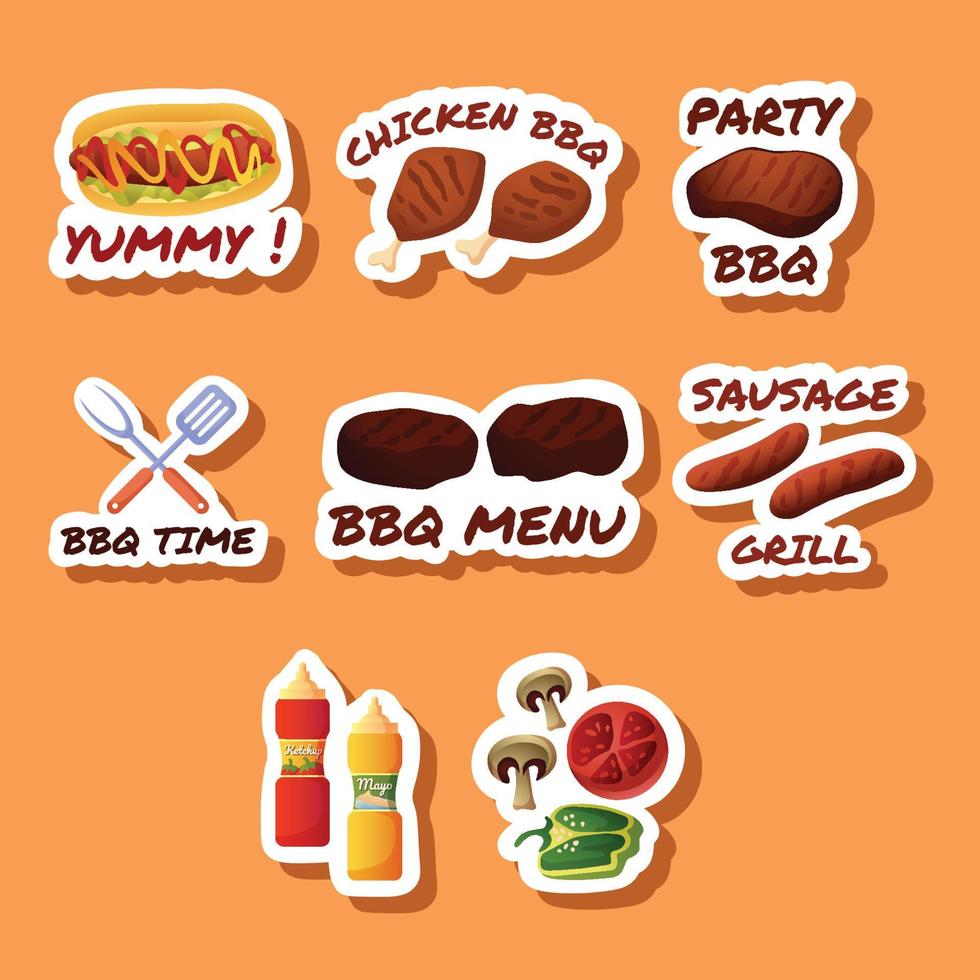 Journaling Sticker of BBQ and Grill vector
