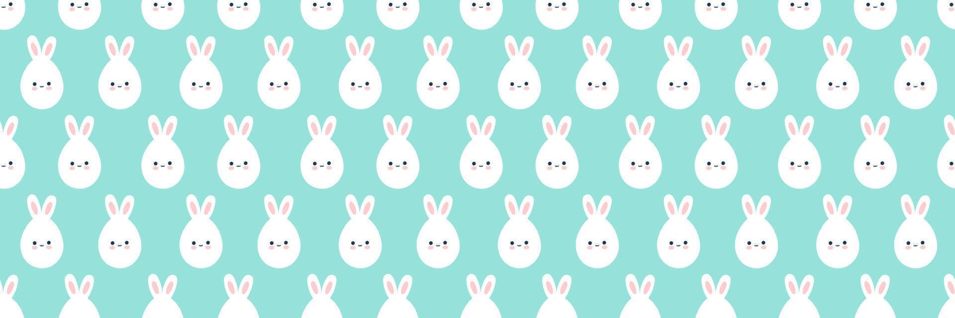 Seamless Easter pattern with cute eggs with rabbit ears. Vector seamless background with rabbits. Kawaii style