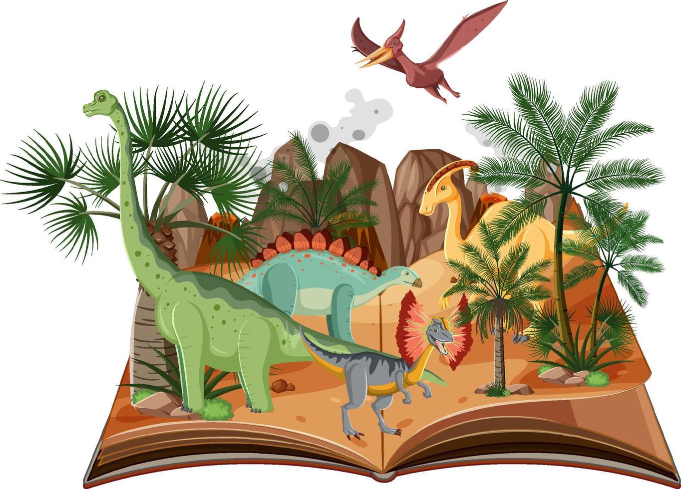 Scene with dinosaurs in forest vector