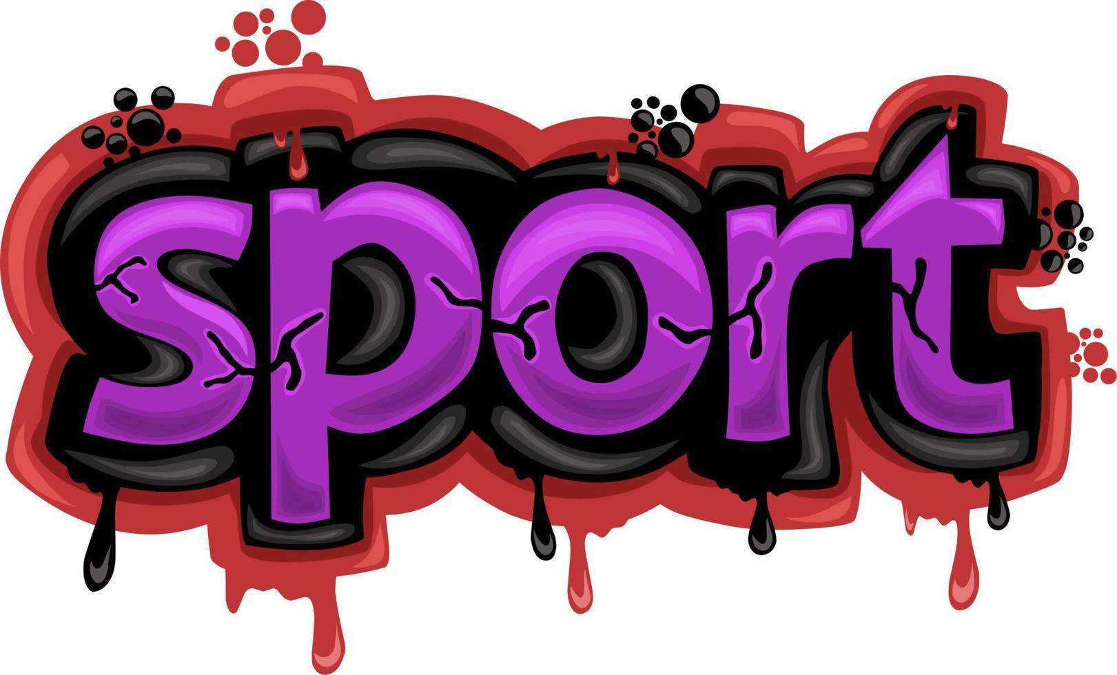 colorful SPORT writing graffiti design vector