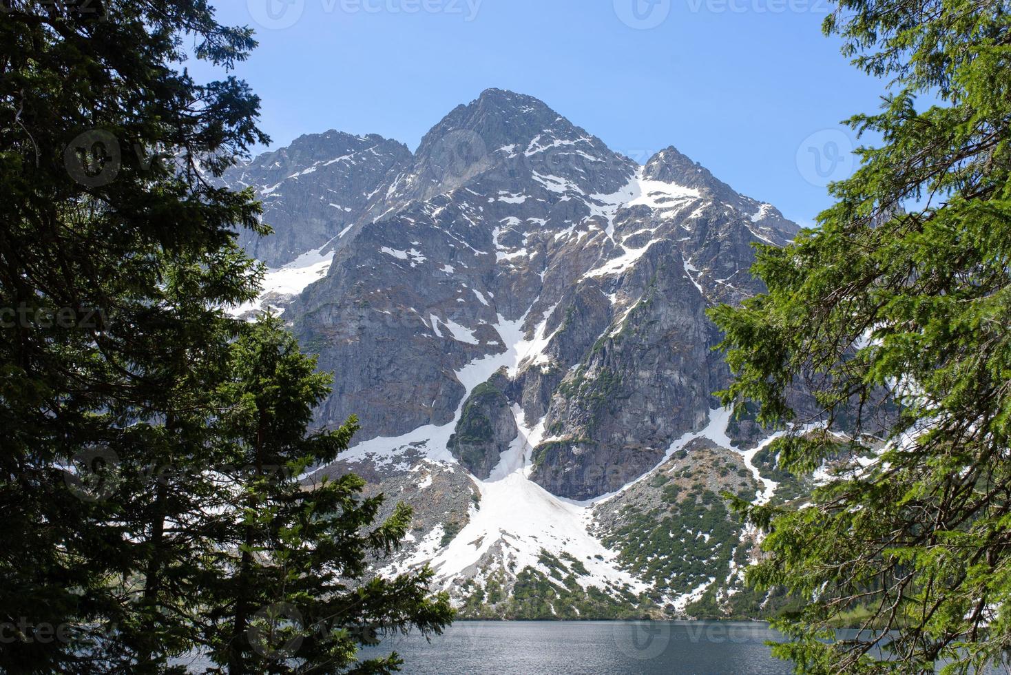 Morskie Oko lake Eye of the Sea at Tatra National Park near Zakopane city in Poland photo