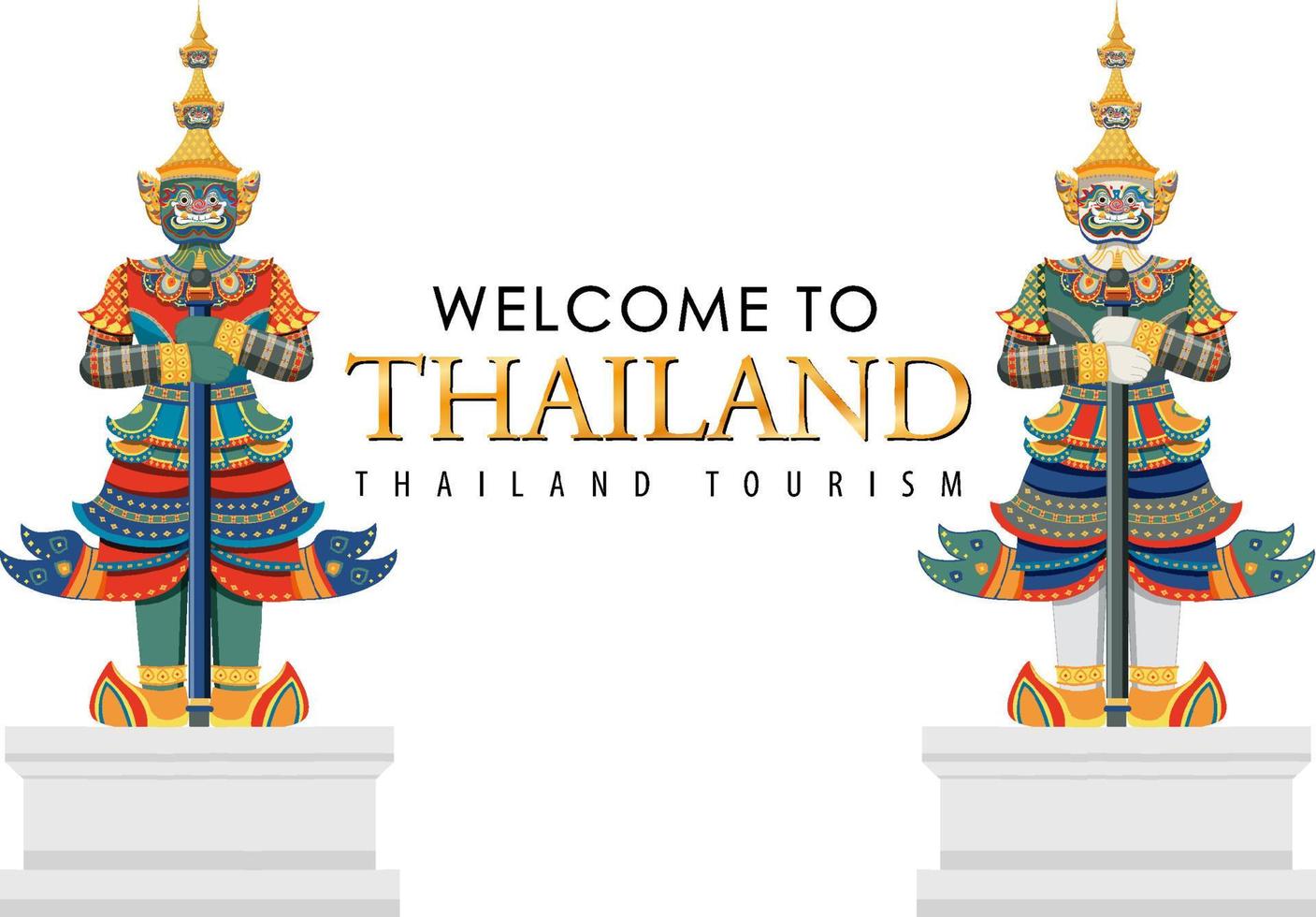 Giant demons Thailand attraction and landscape icon vector