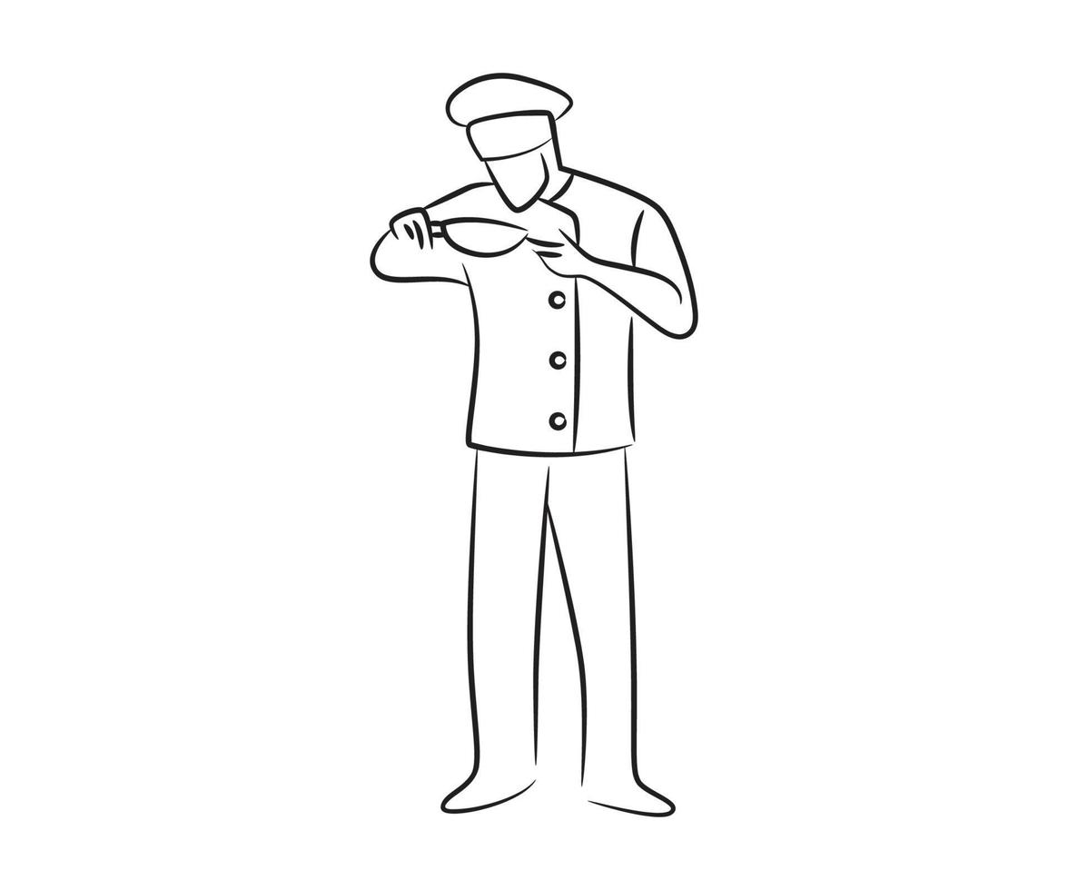 dibujado a mano ilustración de personaje de chef vector