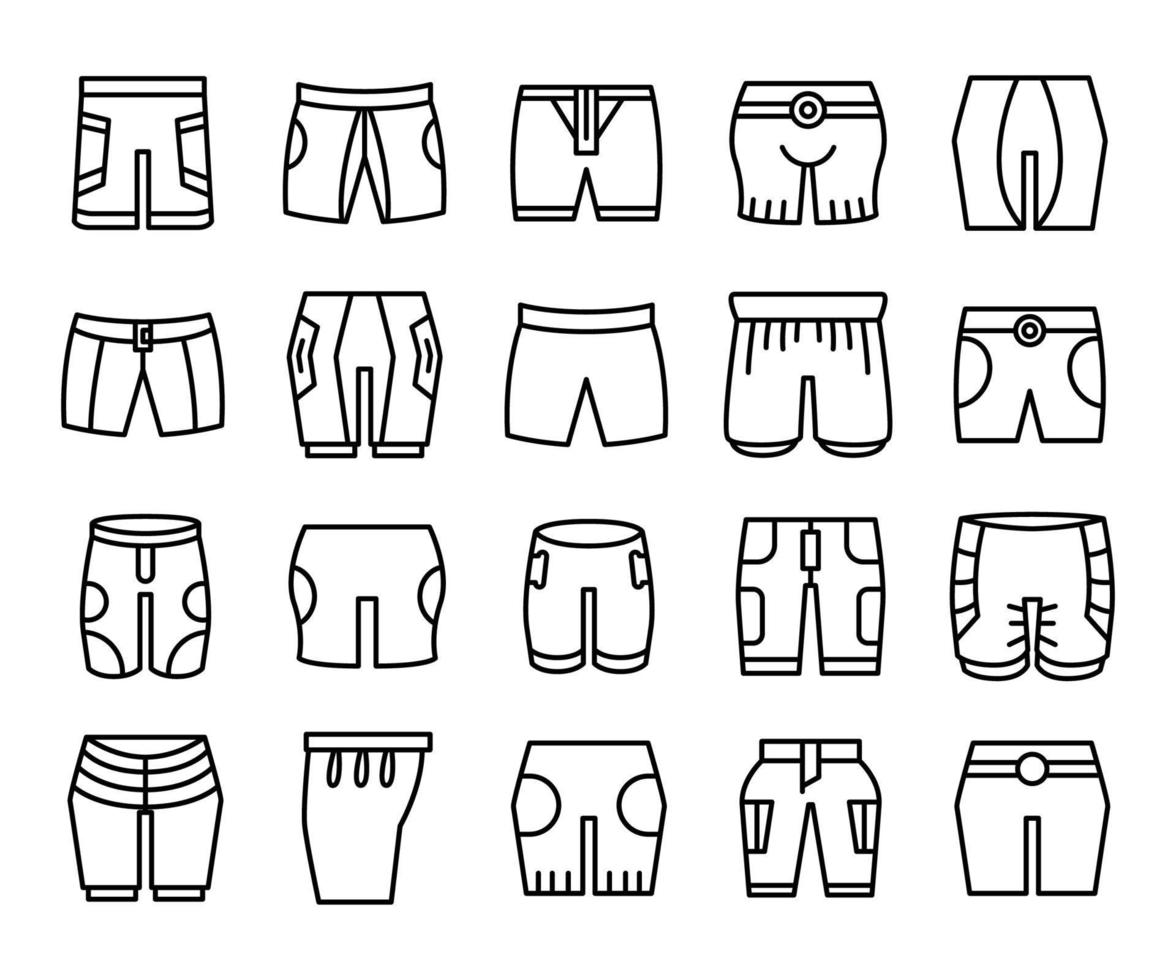 iconos de pantalones cortos vector