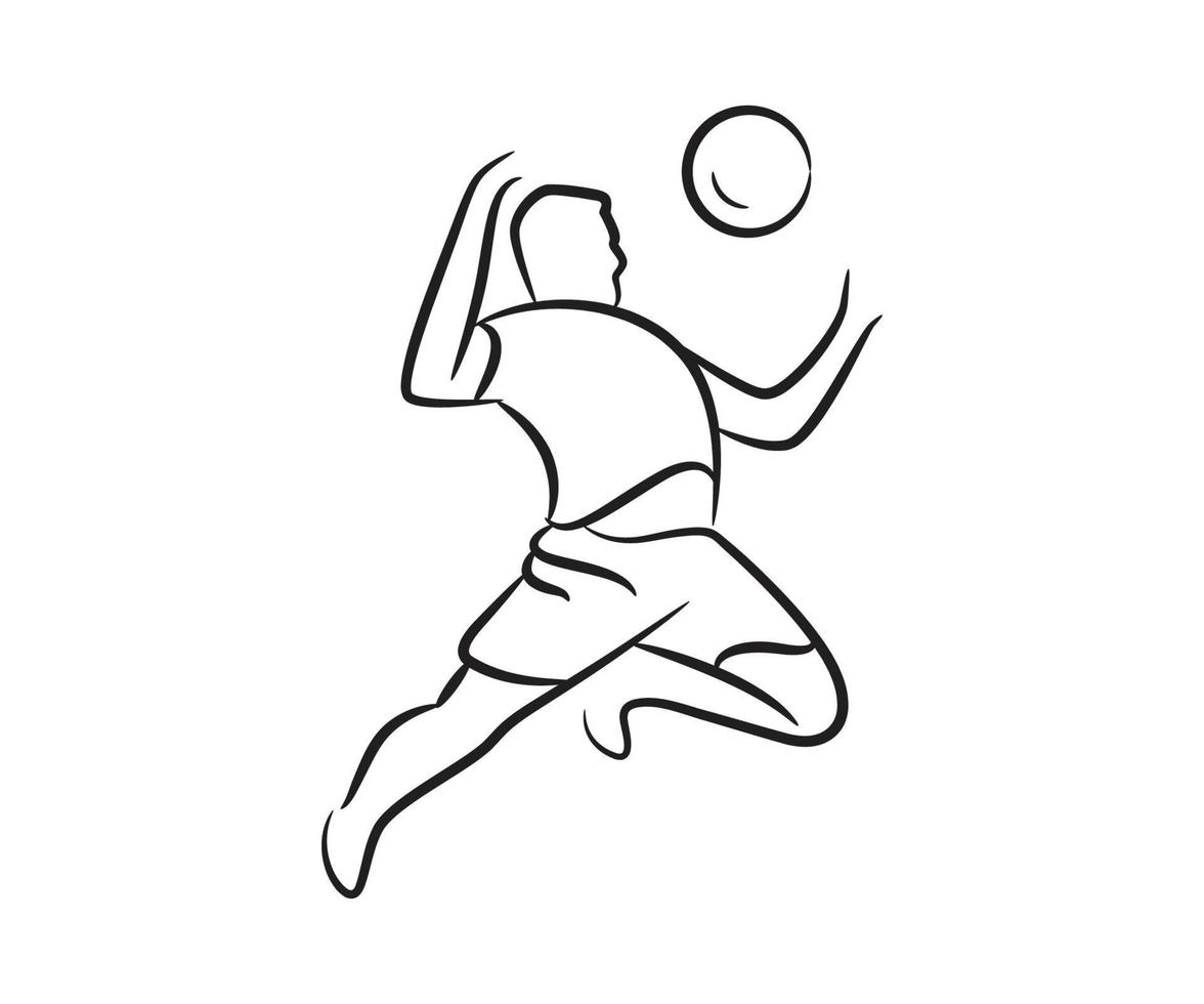 hand drawn jumping football player vector illustration 7101531 Vector ...