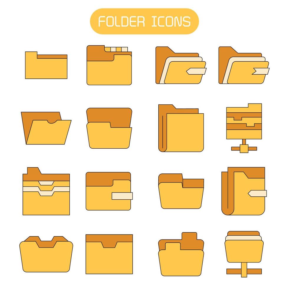 yellow folder and data file icons vector