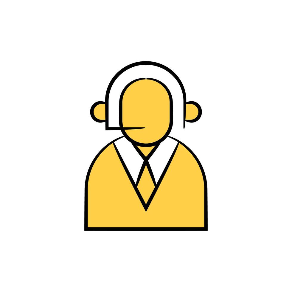 call center service icon yellow theme illustration vector