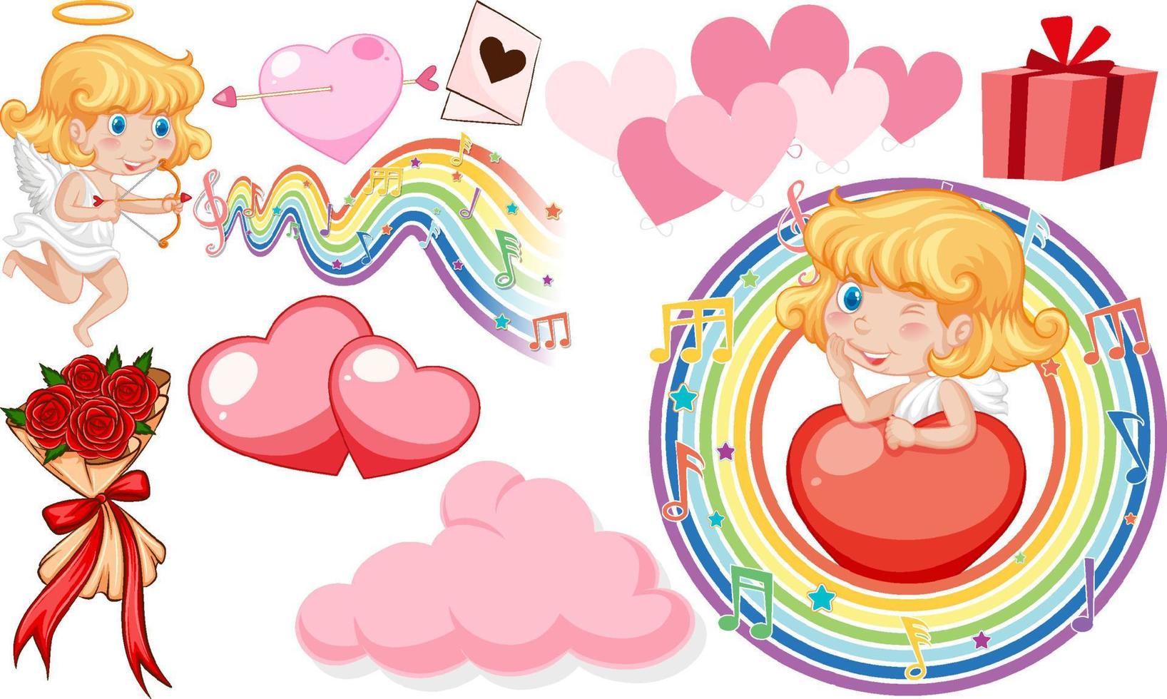 Valentine theme with hearts and music rainbow vector