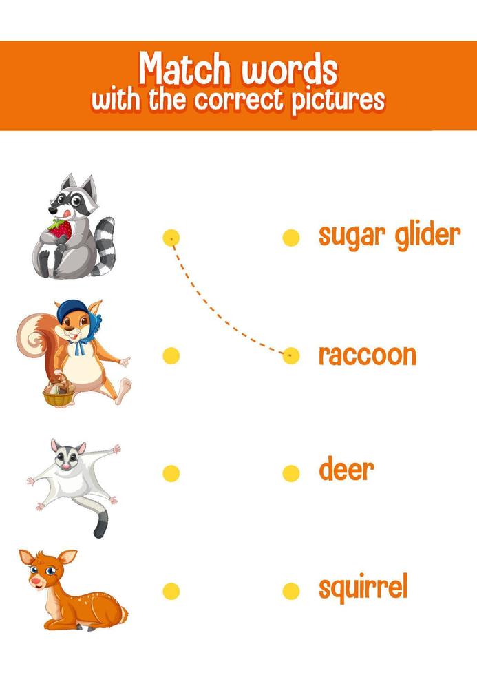 Worksheet design for matching words vector