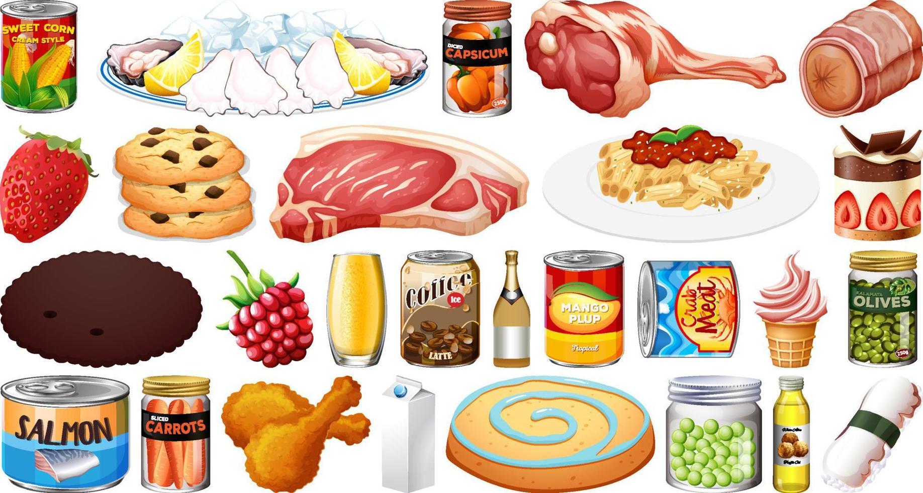 Set of different foods vector