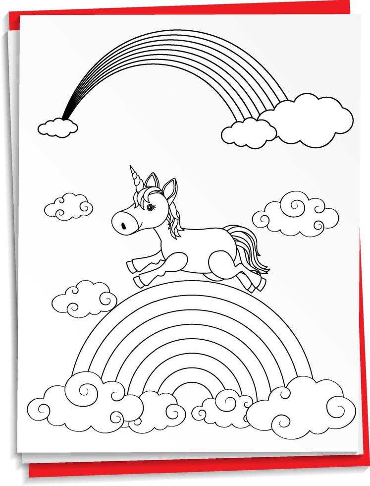 Hand drawn unicorn on paper vector
