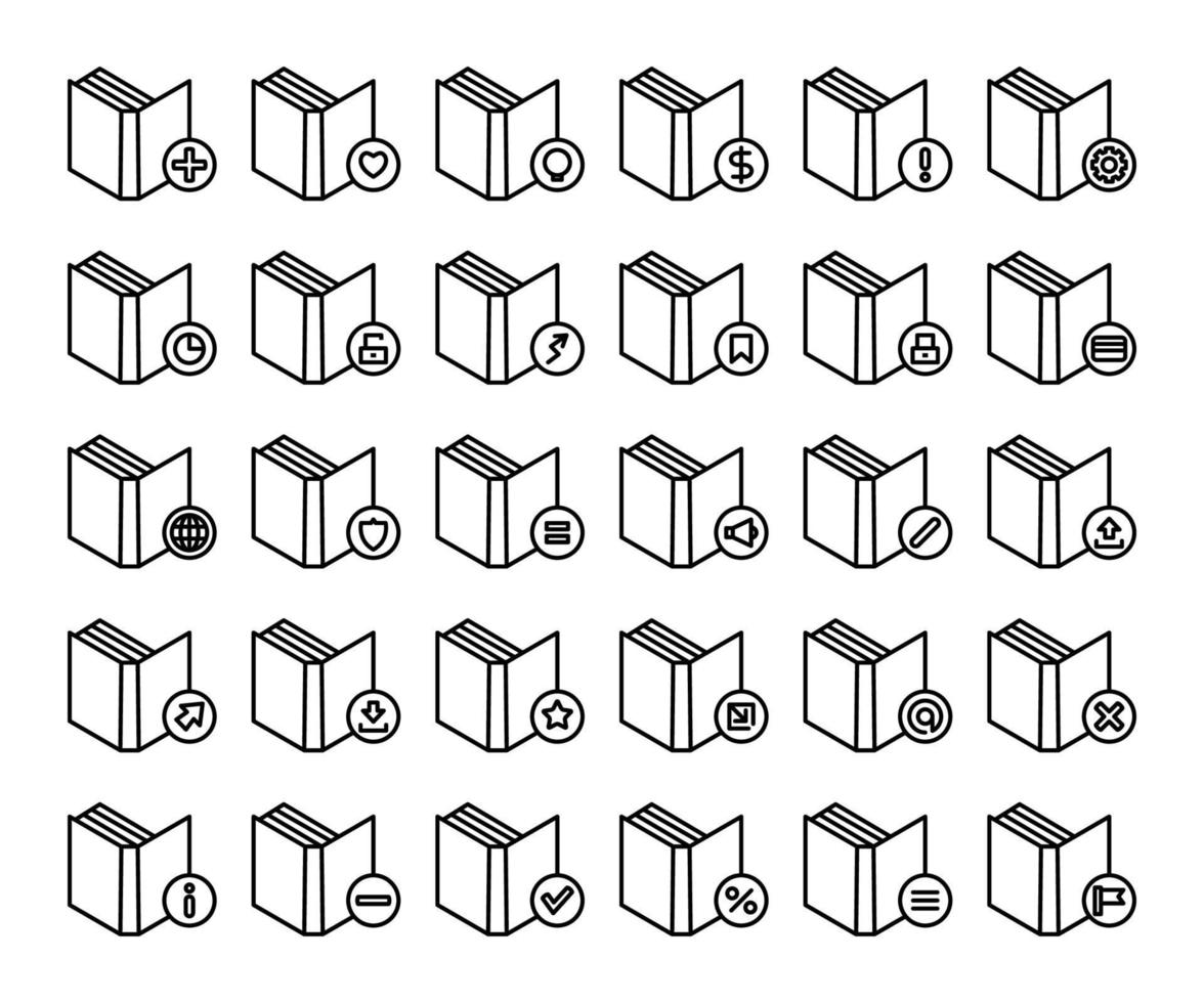 book and buttons icons set vector