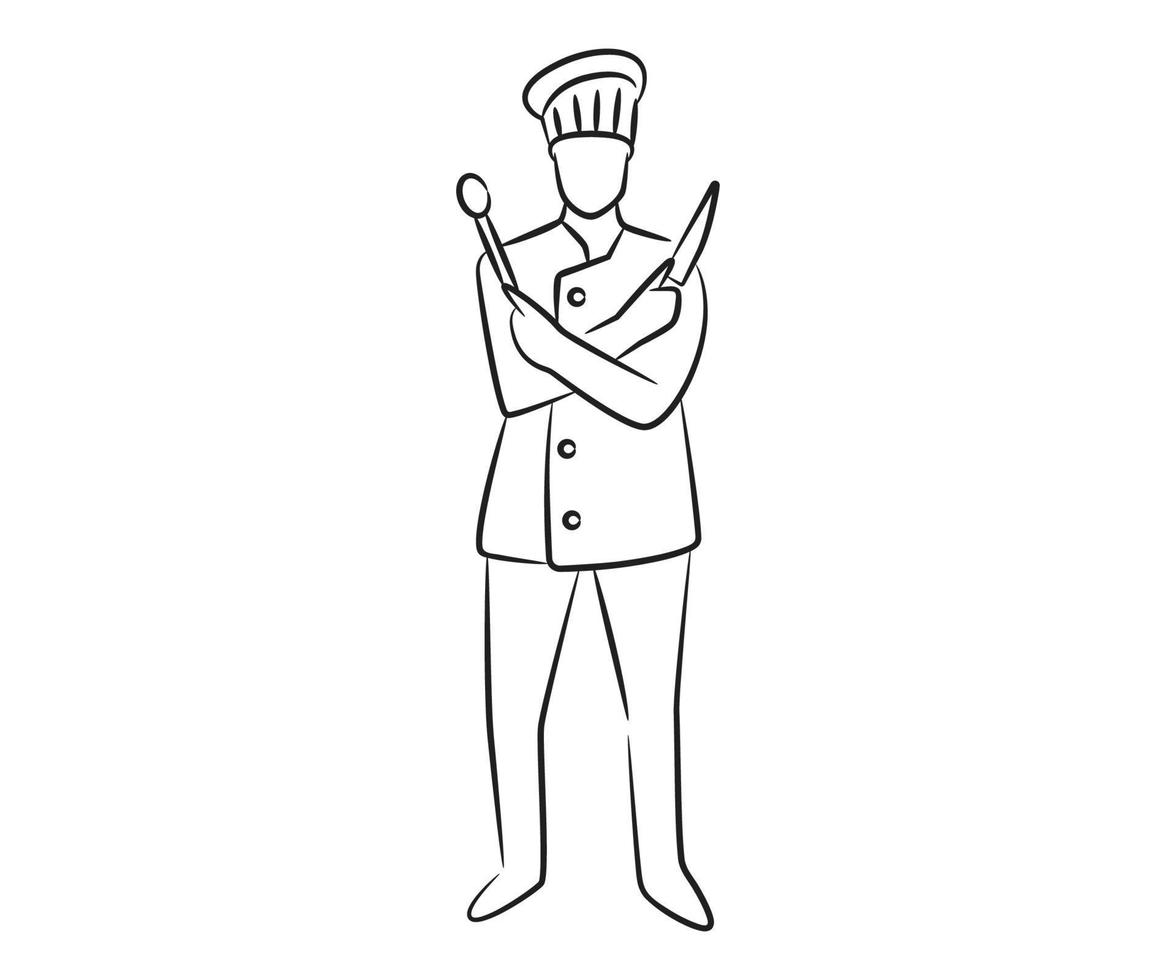 hand drawn chef character illustration vector