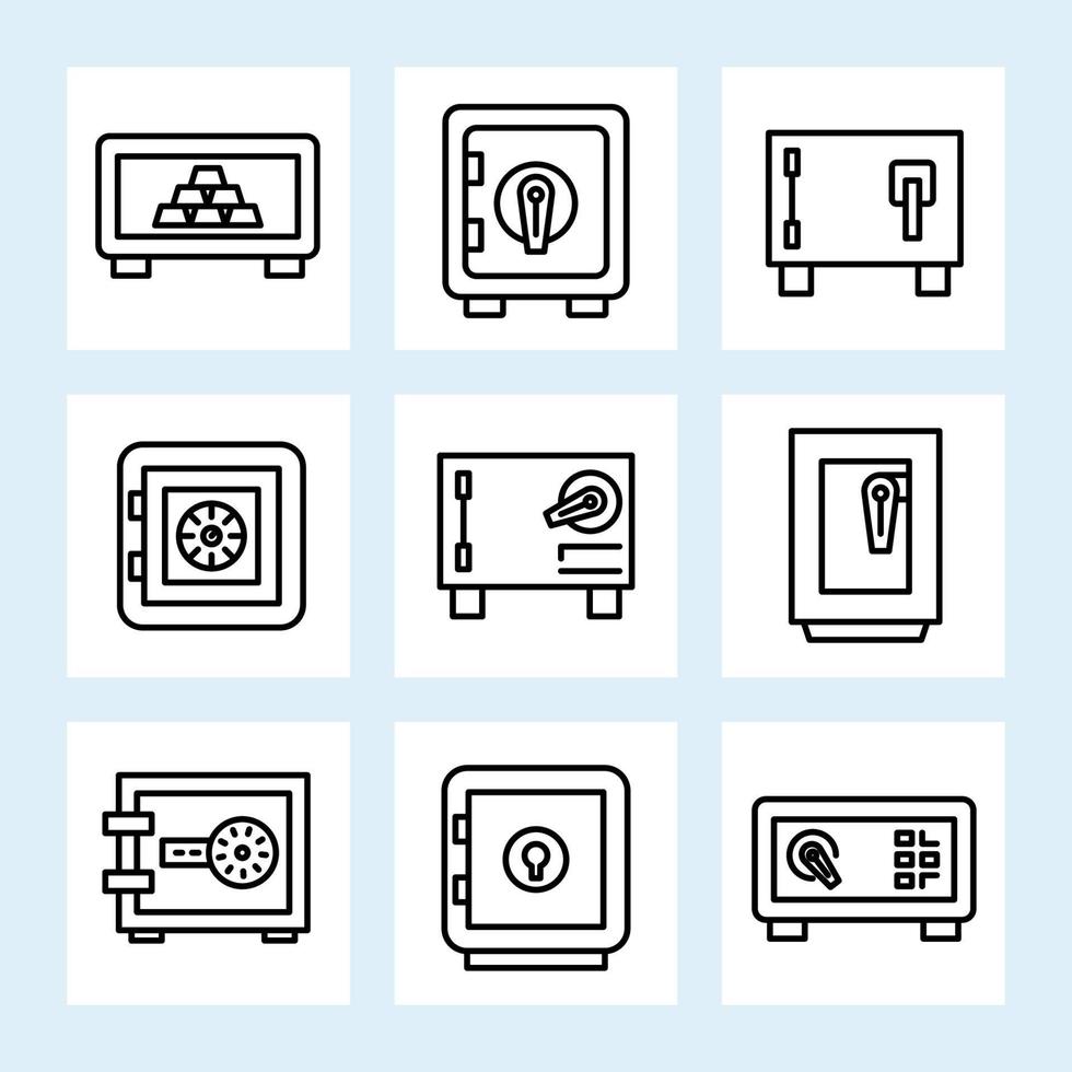 safe line icons set vector