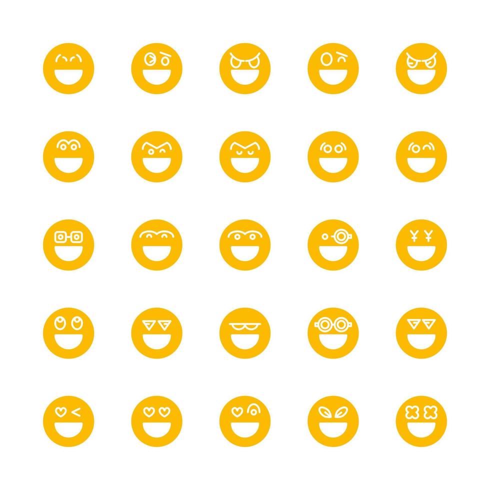 yellow happy and smile emoticons set vector