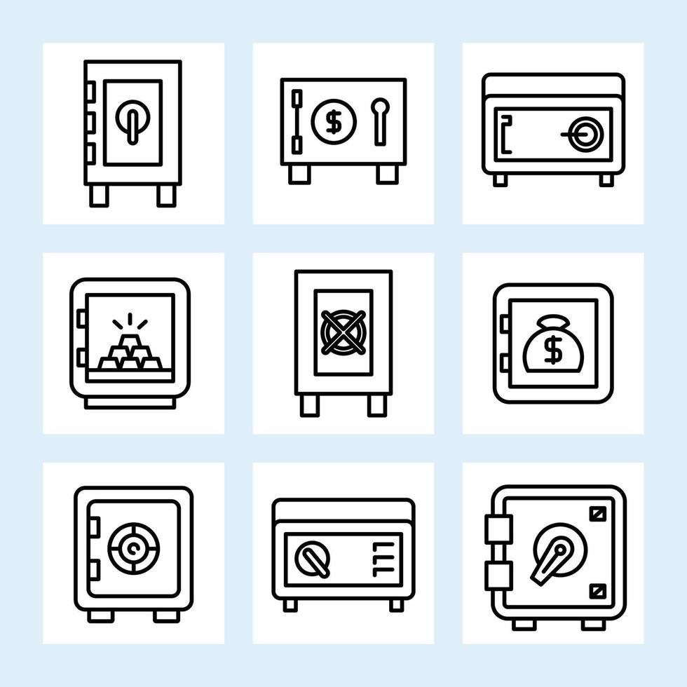 safe line icons set illustration vector