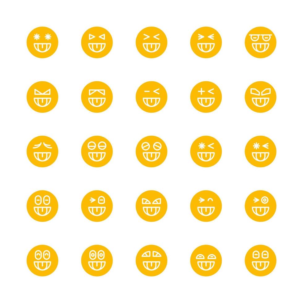 yellow cheeky and cute emoticons set vector