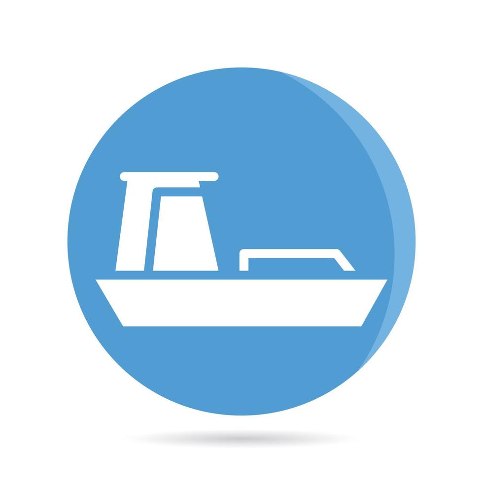small boat icon in blue roud button vector