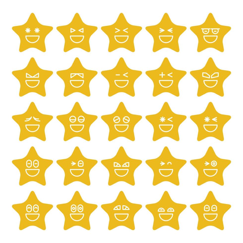 conjunto de vectores de emoticonos de estrellas de sonrisa