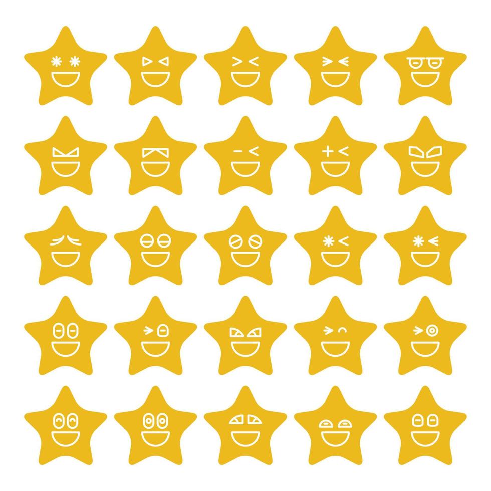 smile star emoticon vector set