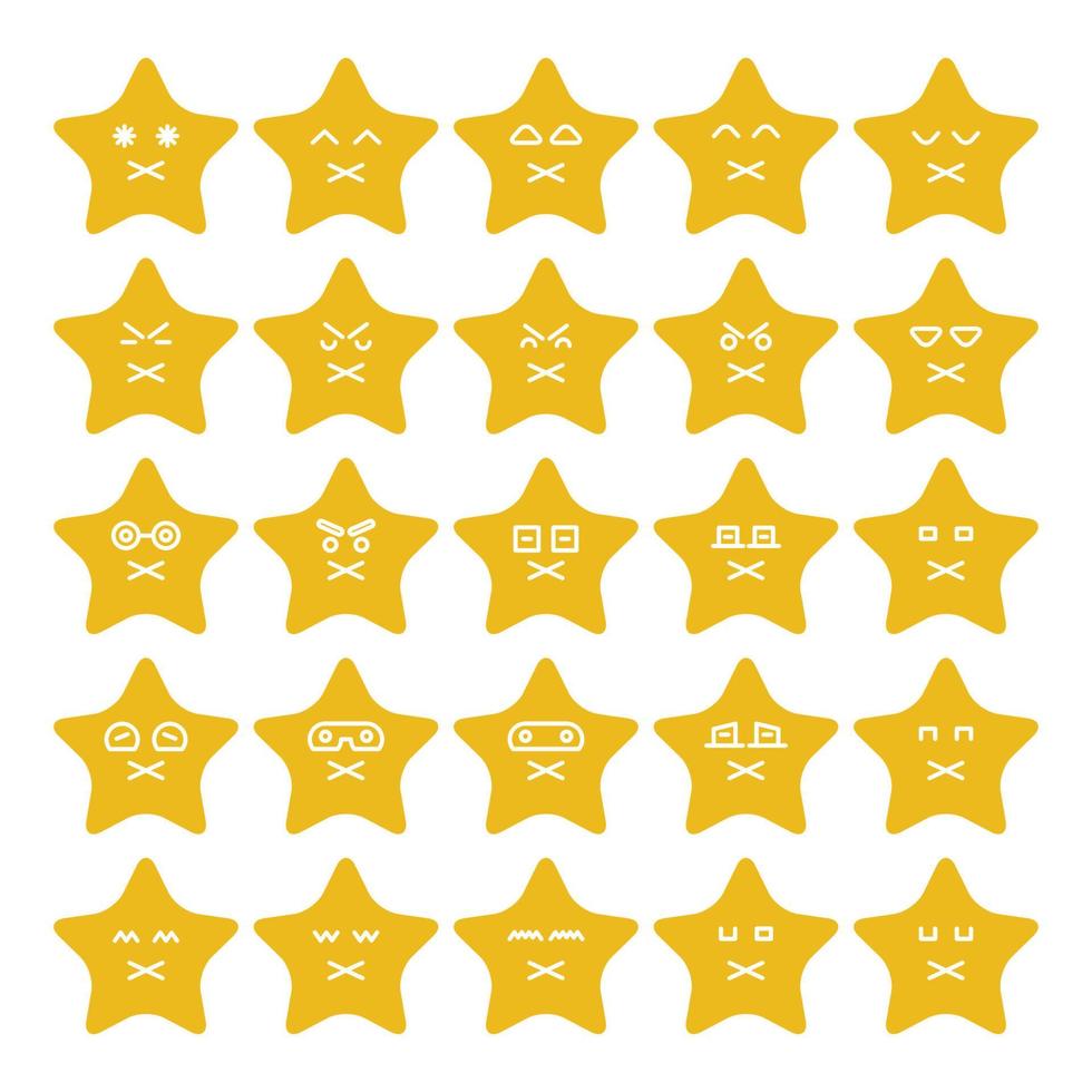 mute star emoticon vector set