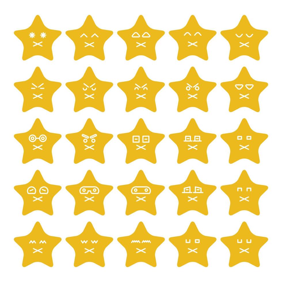 conjunto de vectores de emoticonos de estrellas mudas