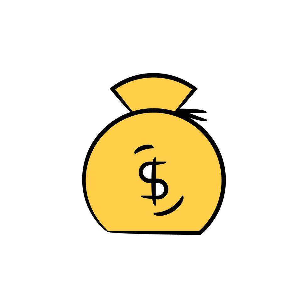 ilustración de tema amarillo de icono de saco de dólar vector