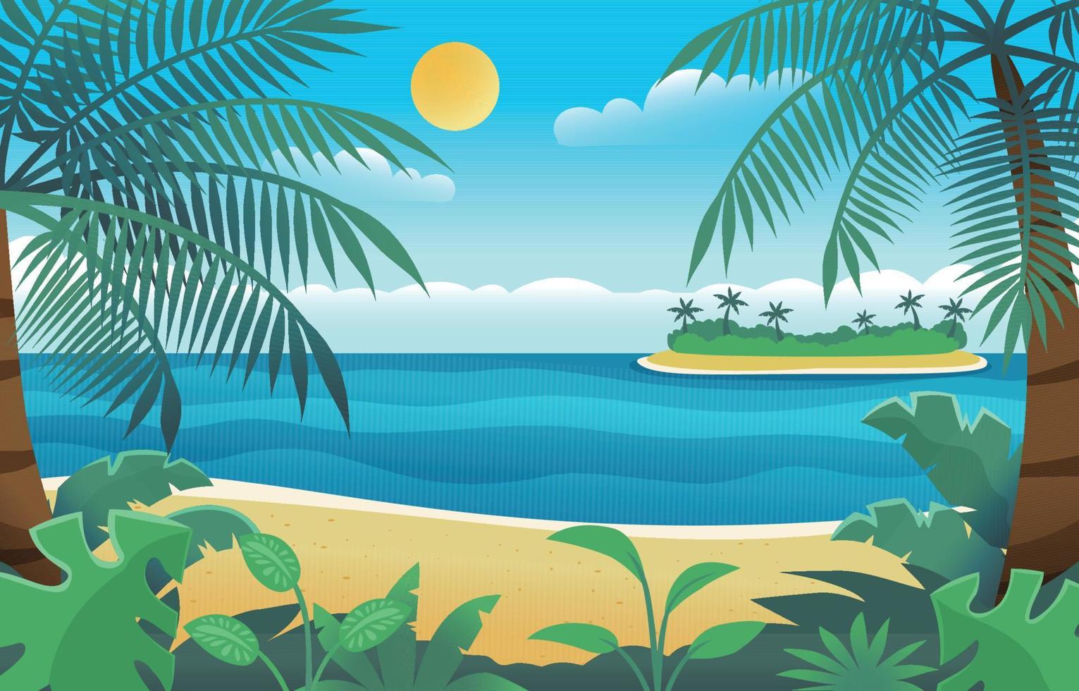 fondo de playa de bosque de verano vector