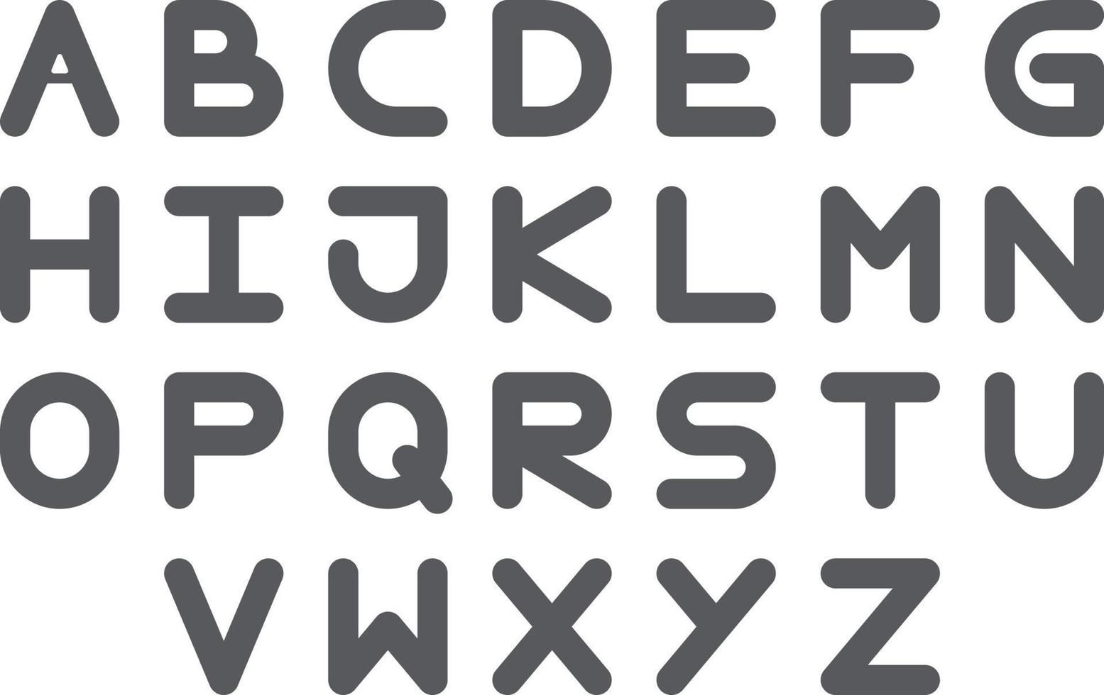 Set of Rounded Alphabets Font Design free vector