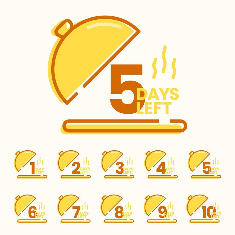 dish day left countdown icon for cafe restaurant opening new menu vector