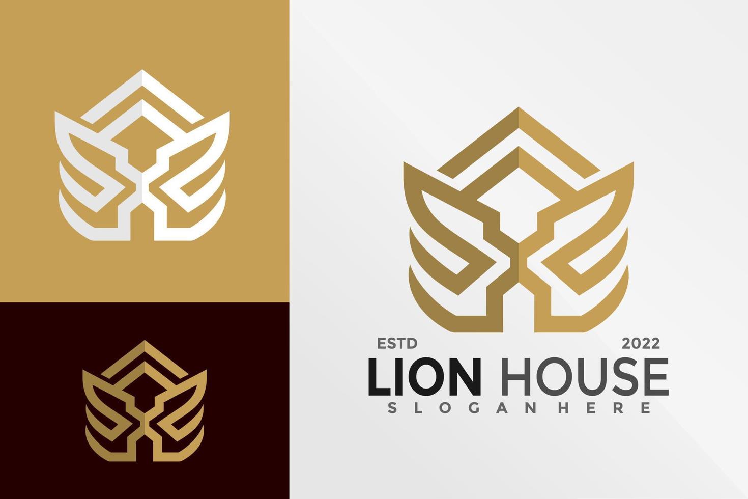 Lion House Wing Logo Design Vector illustration template