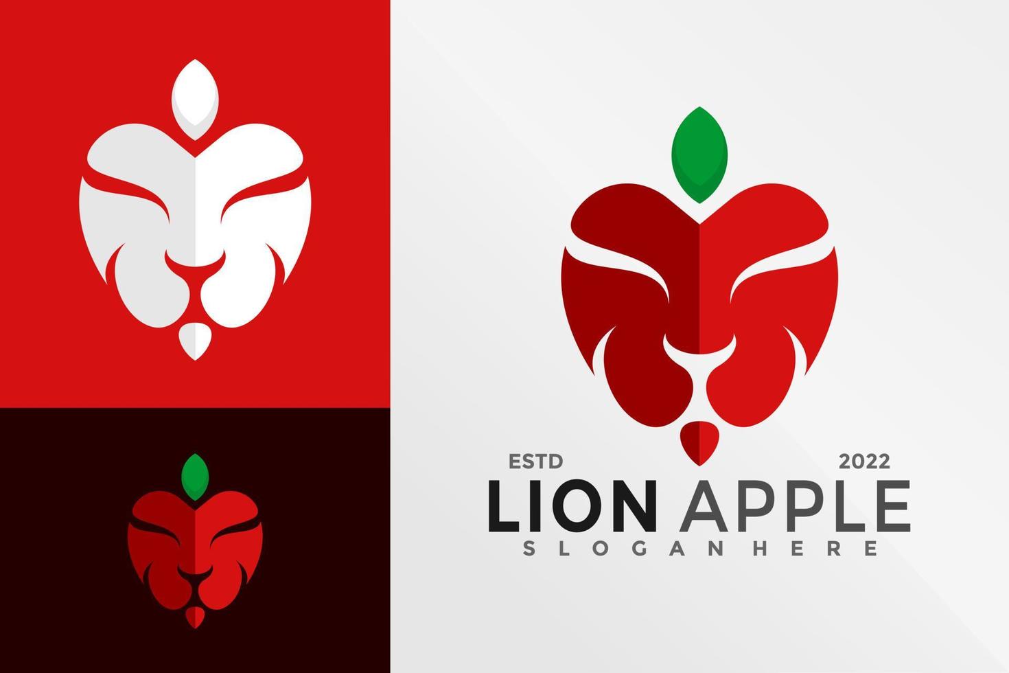 plantilla de ilustración vectorial de diseño de logotipo de manzana león vector