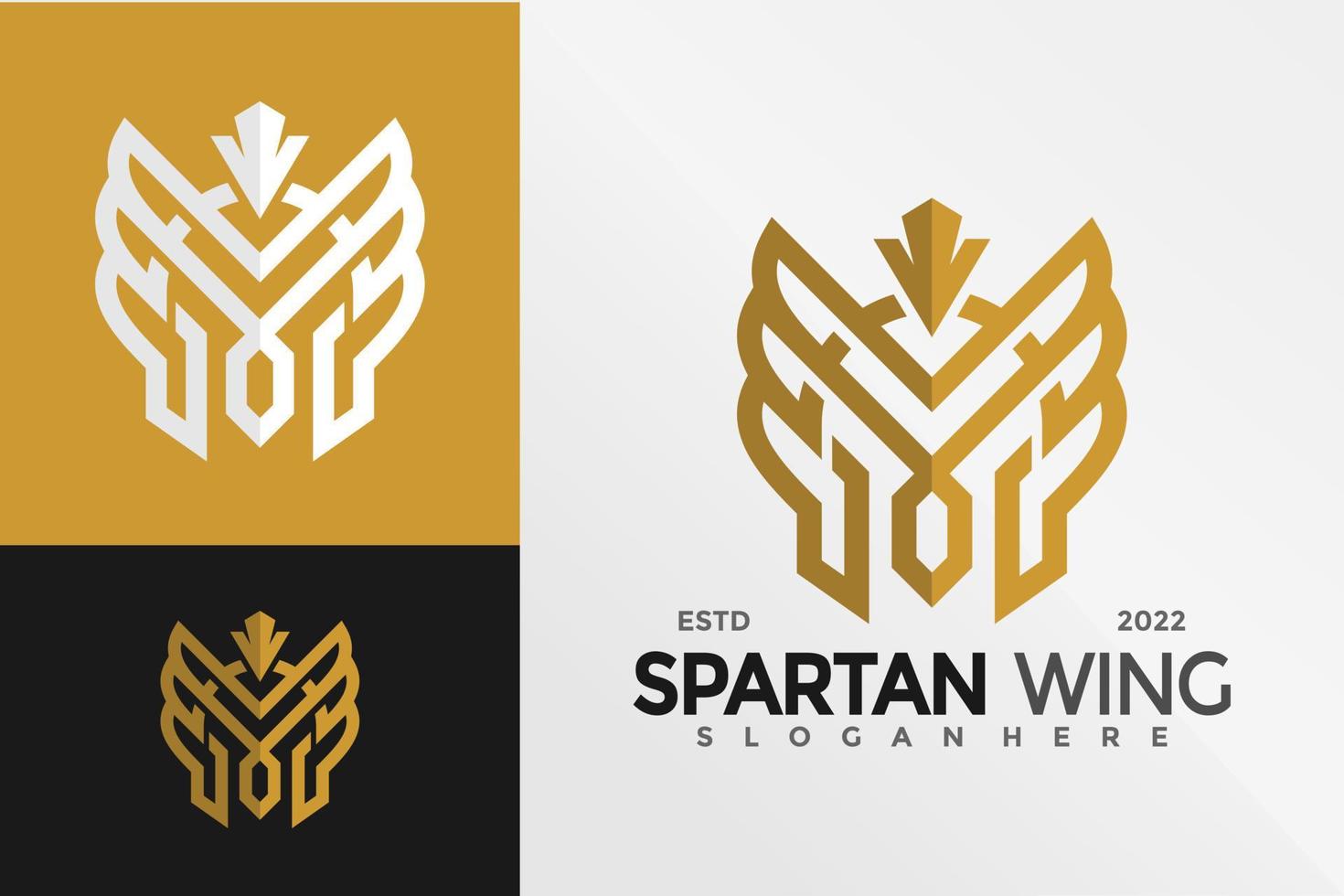 plantilla de ilustración de vector de diseño de logotipo de guerrero de ala espartana