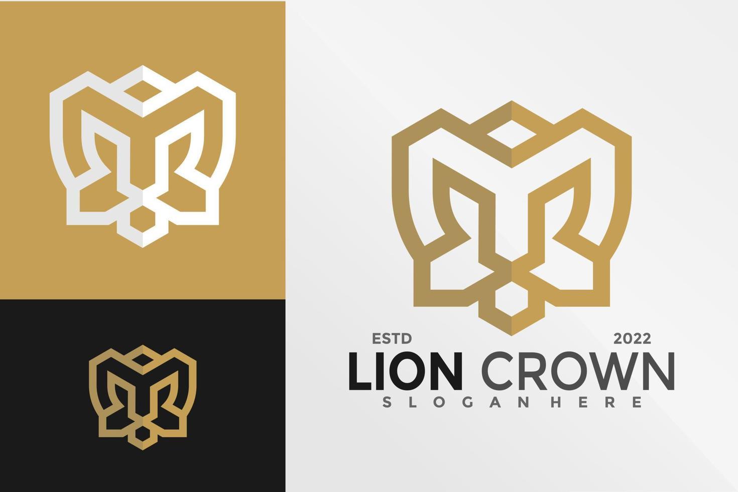 Monogram M Lion Crown Logo Design Vector illustration template