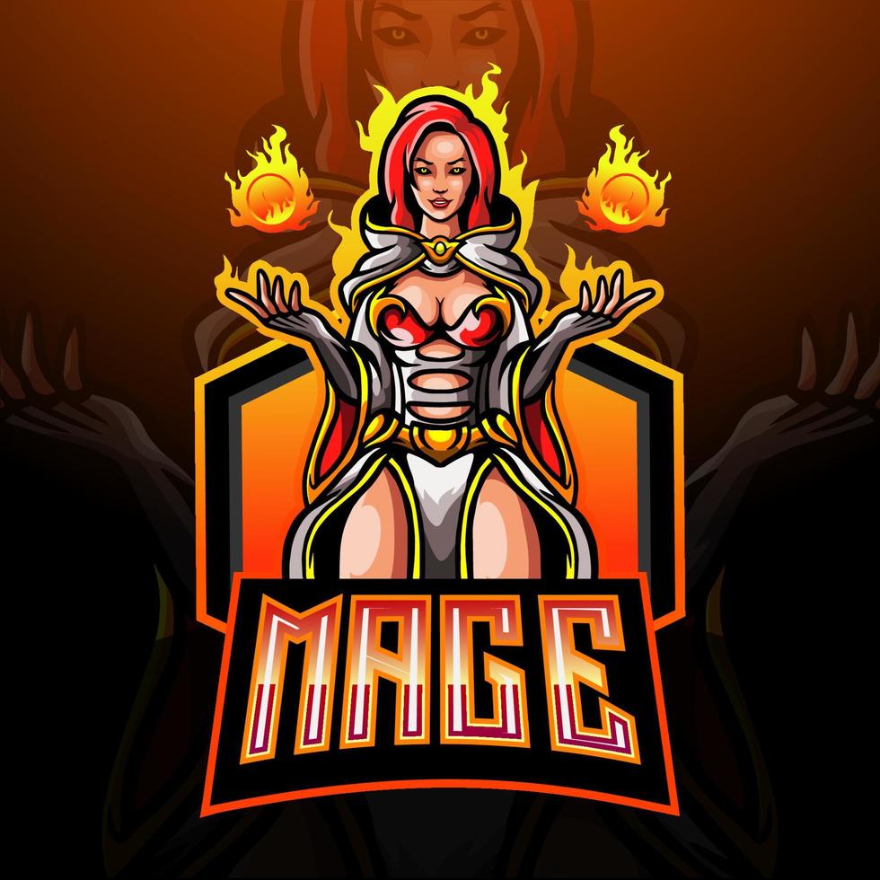 Mage esport logo mascot design vector