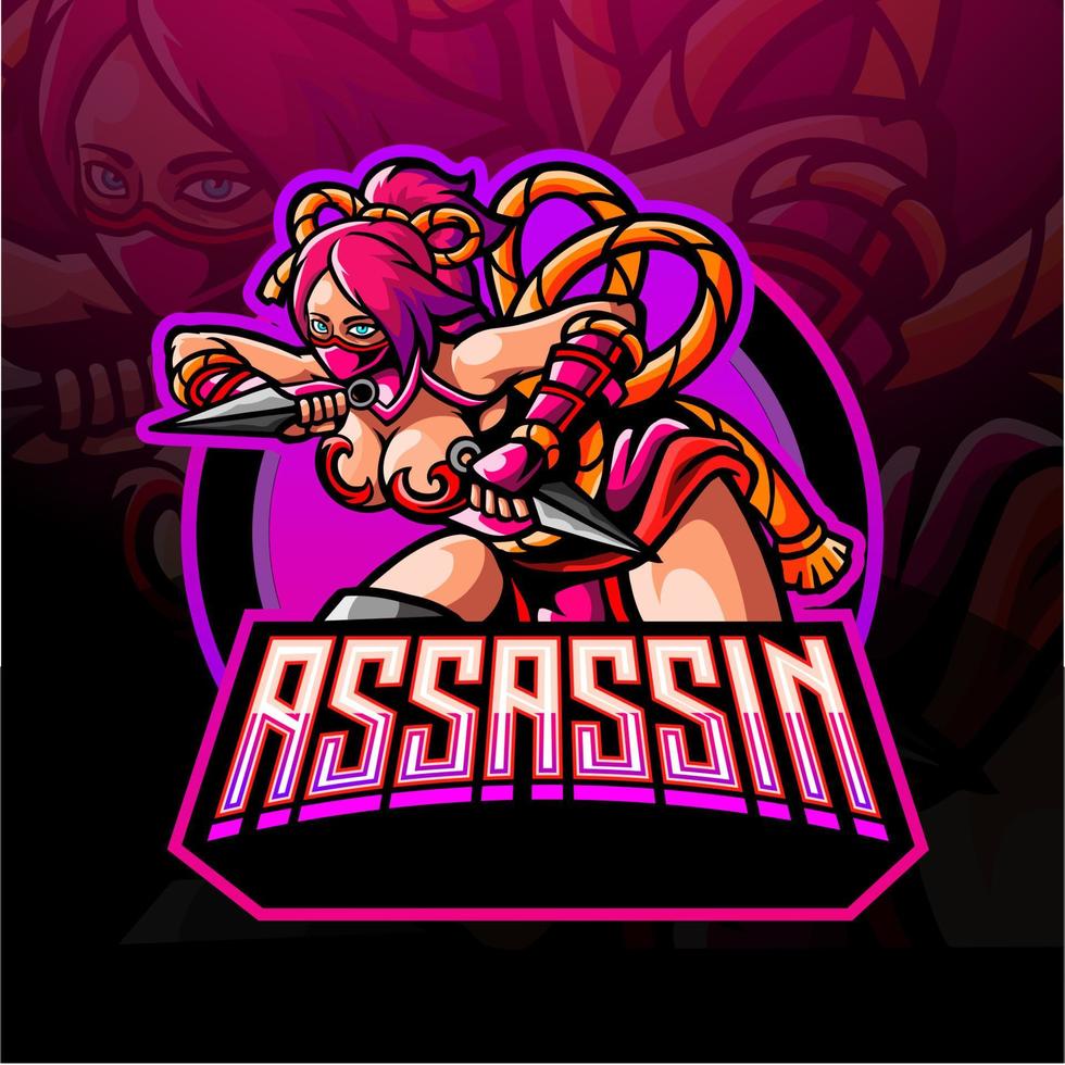 ninja esport logo mascot design vector
