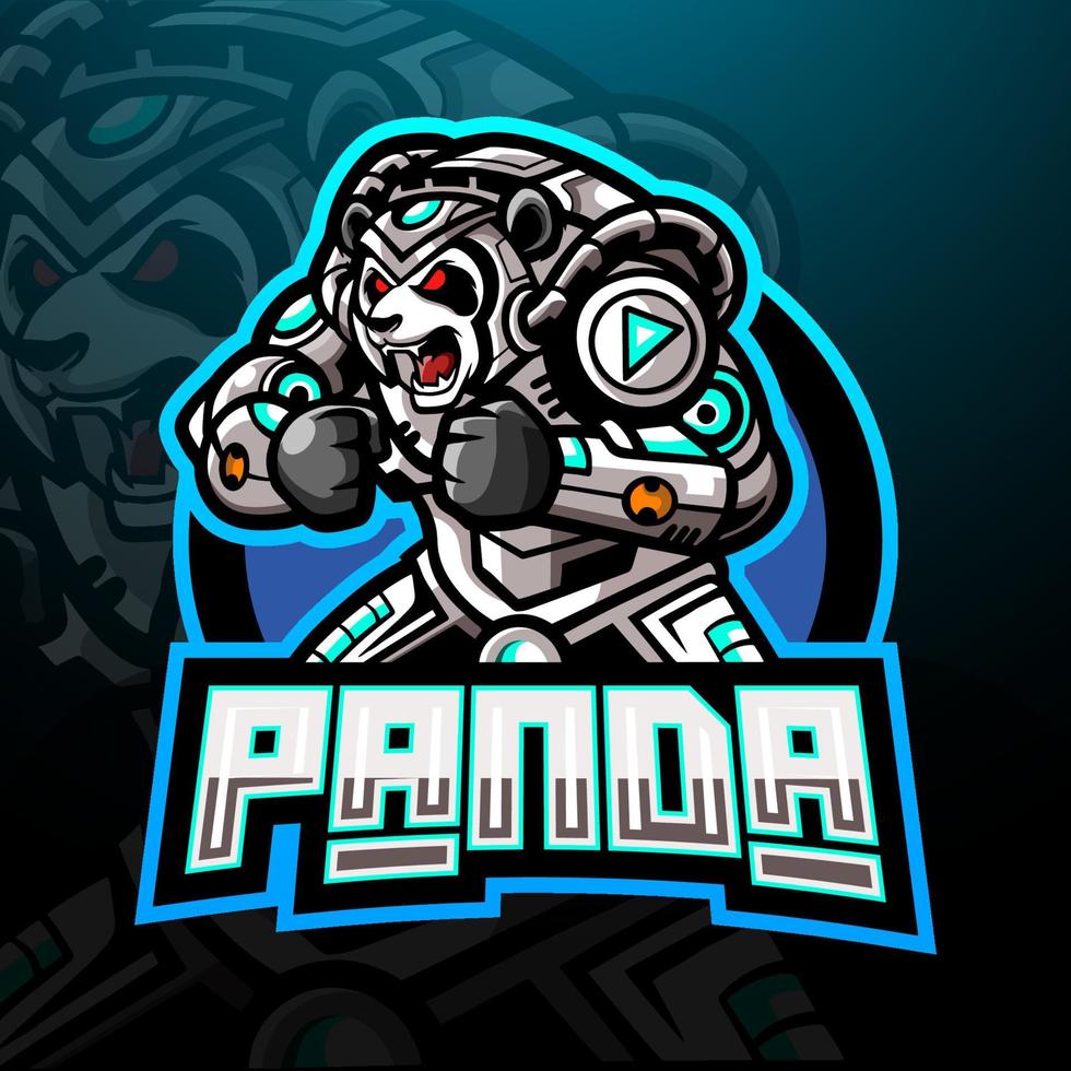 Panda  esport logo mascot design. vector