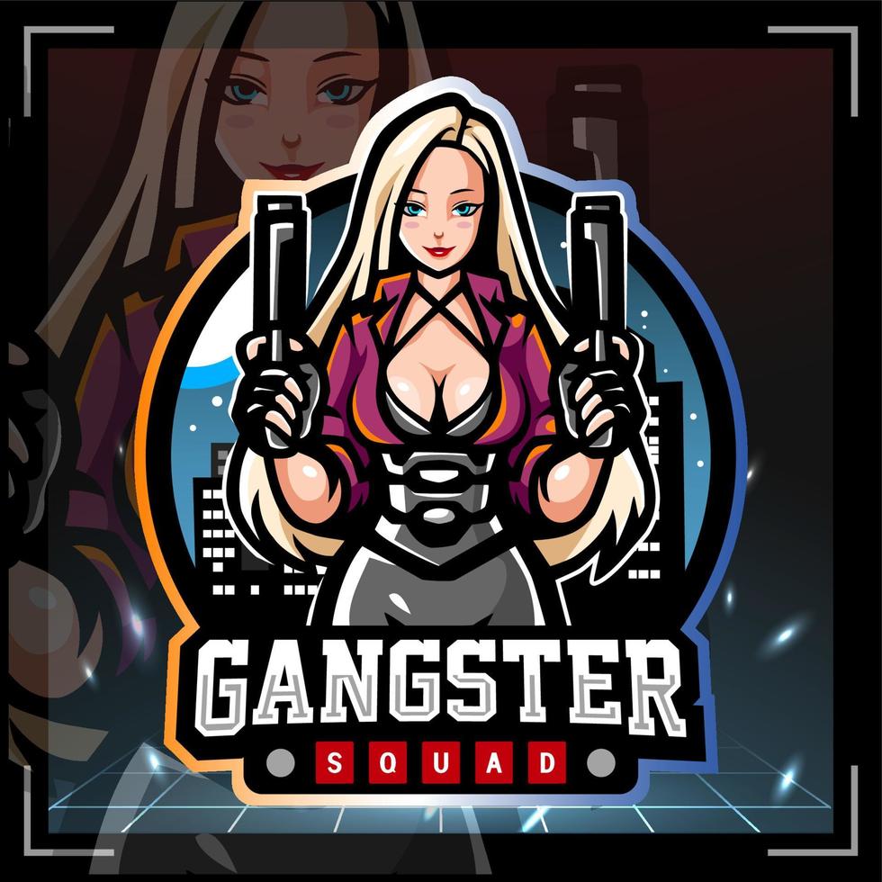Gangster girls mascot. esport logo design vector