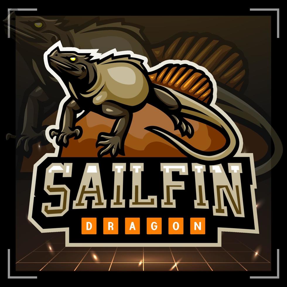 Sailfin dragon mascot. esport logo design vector