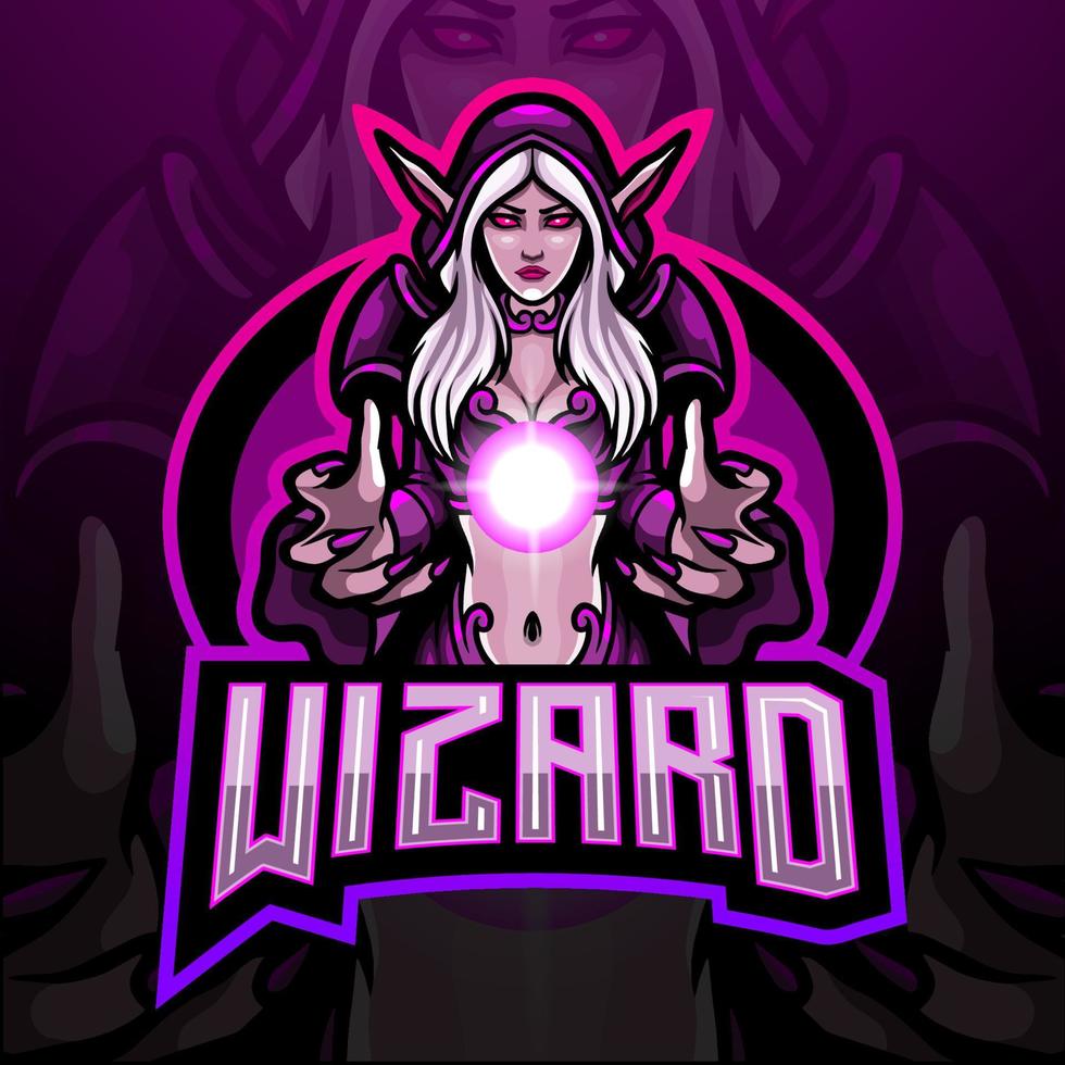 Wizard esport logo mascot design vector