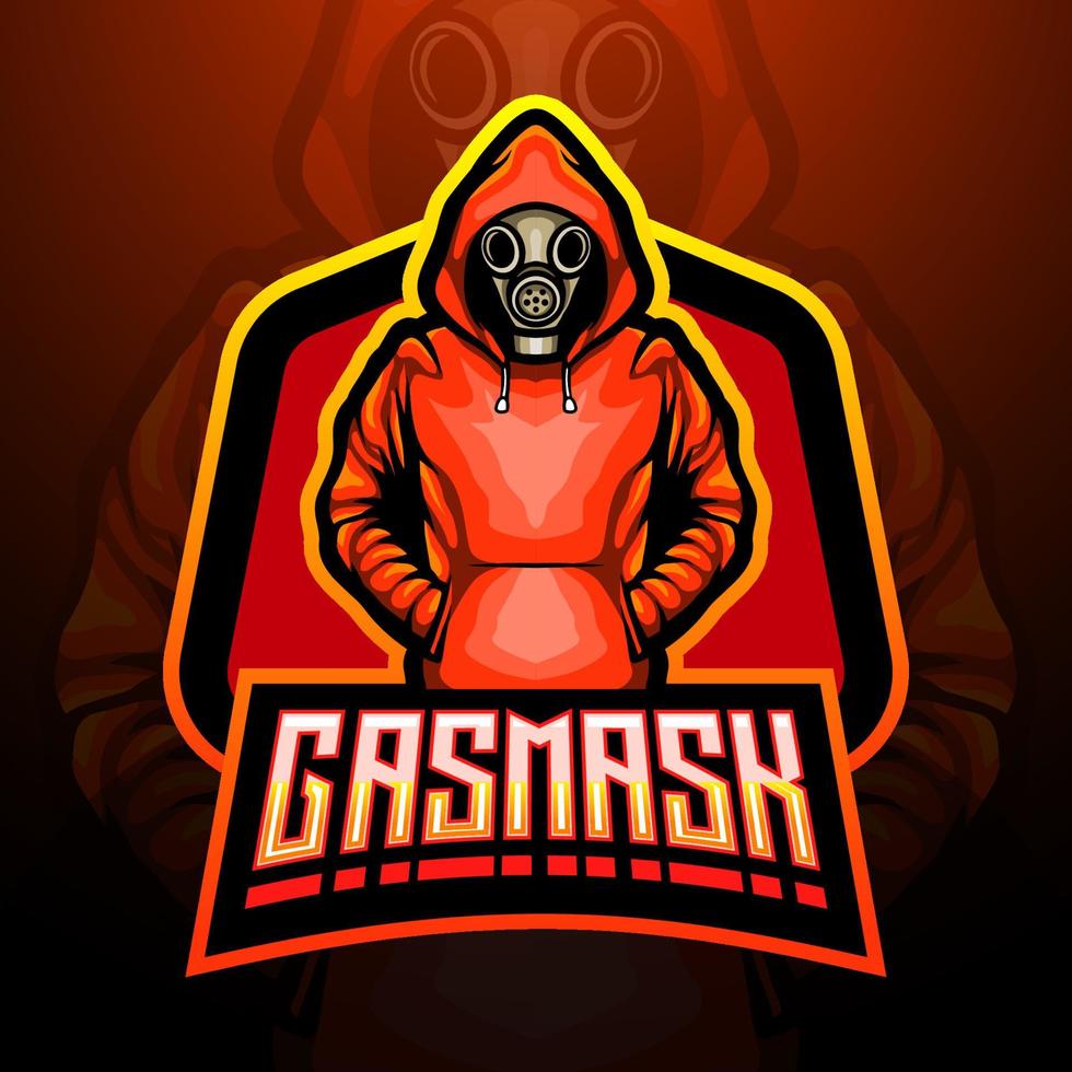 diseño de la mascota del logotipo de la máscara de gas esport vector